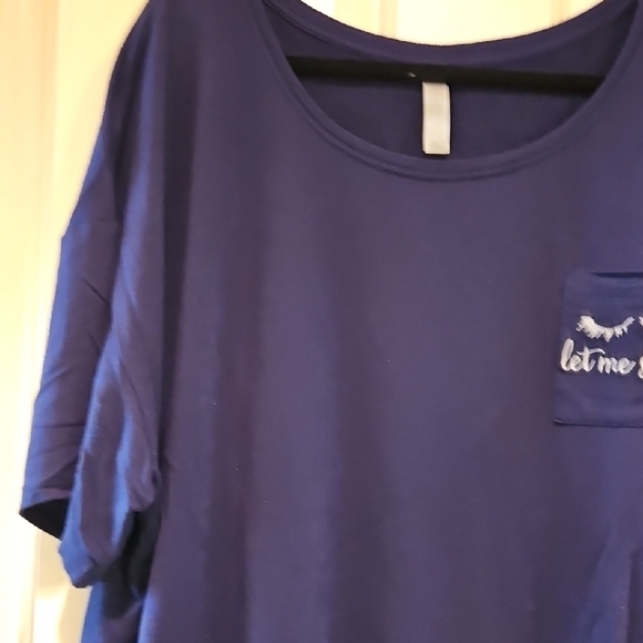 Cacique Blue and White Pajama Sleep Shirt Relaxed Fit - Picture 4 of 11